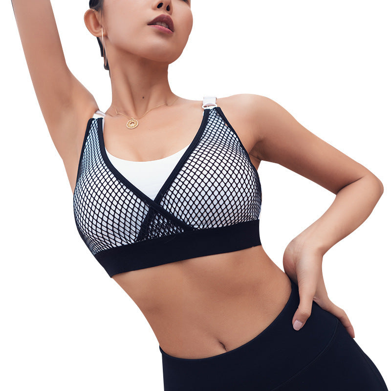 Mesh stitching sports bra-Aria Doejay