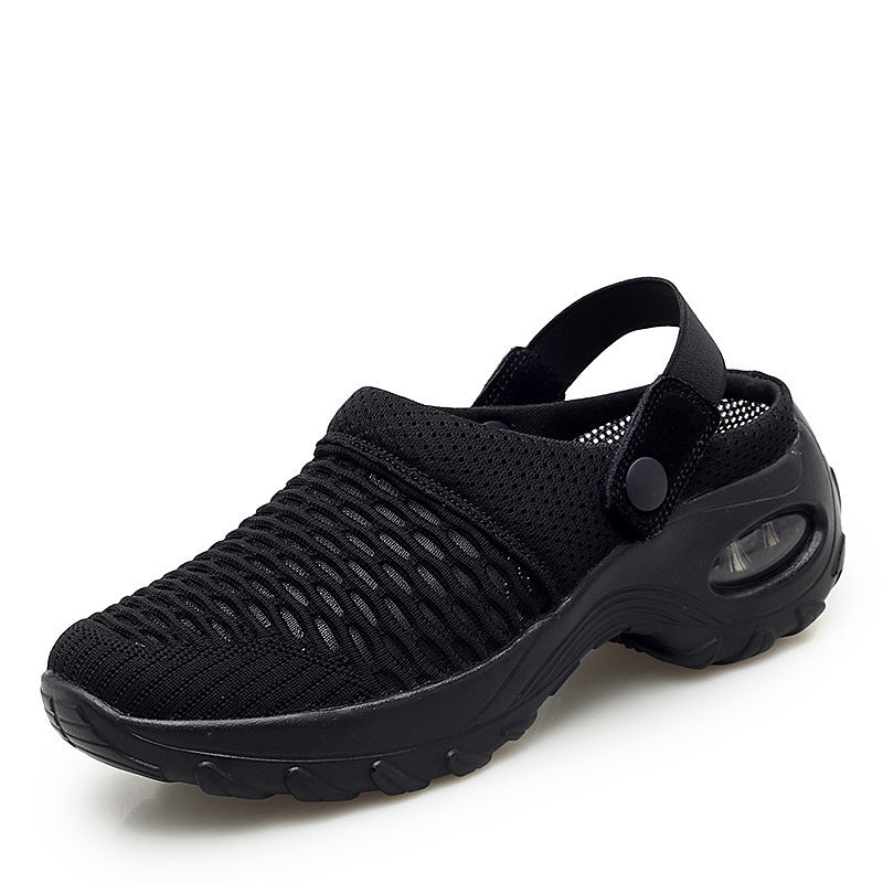 Hollow Out Shoes Mesh Casual Air Cushion Increased Sandals And Slippers-Aria Doejay