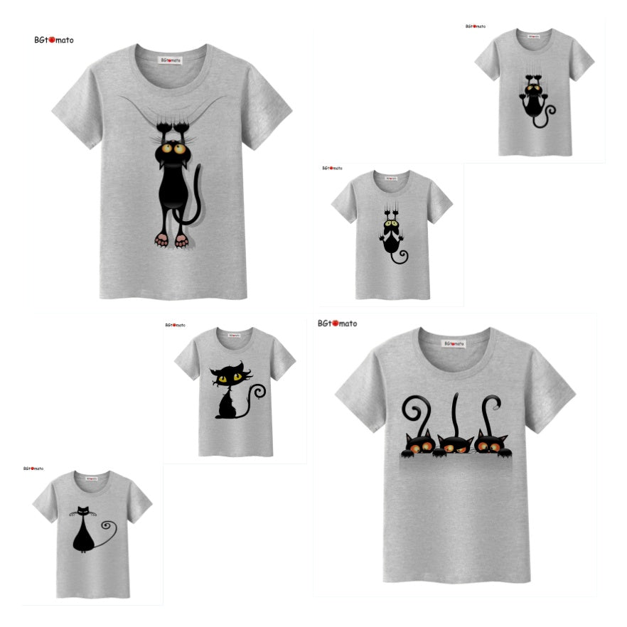 Cartoon black cat lady T-shirt-Aria Doejay