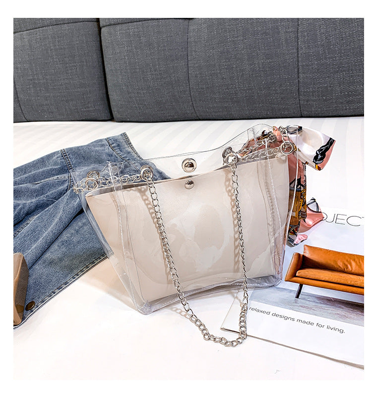 Transparent letter shoulder bag