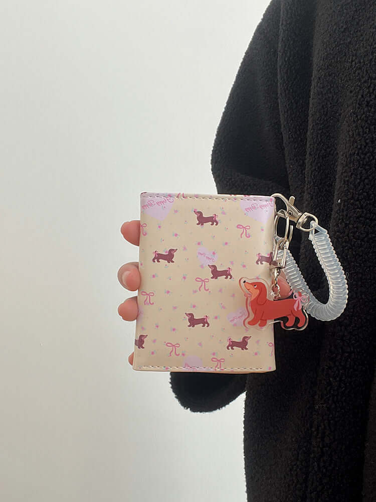 Large Capacity Multiple Card Slots Floral Dachshund Three-fold Wallet-Aria Doejay