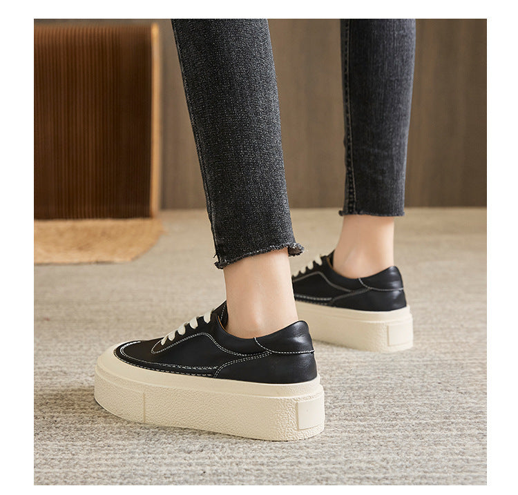 Women's Fashion Platform Casual Pure Color Tied Platform Sports Board Shoes