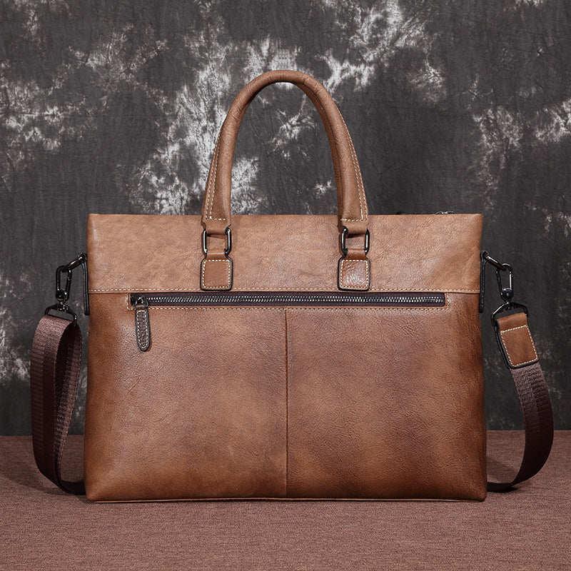 Men's Handbag First Layer Cowhide Computer Leisure