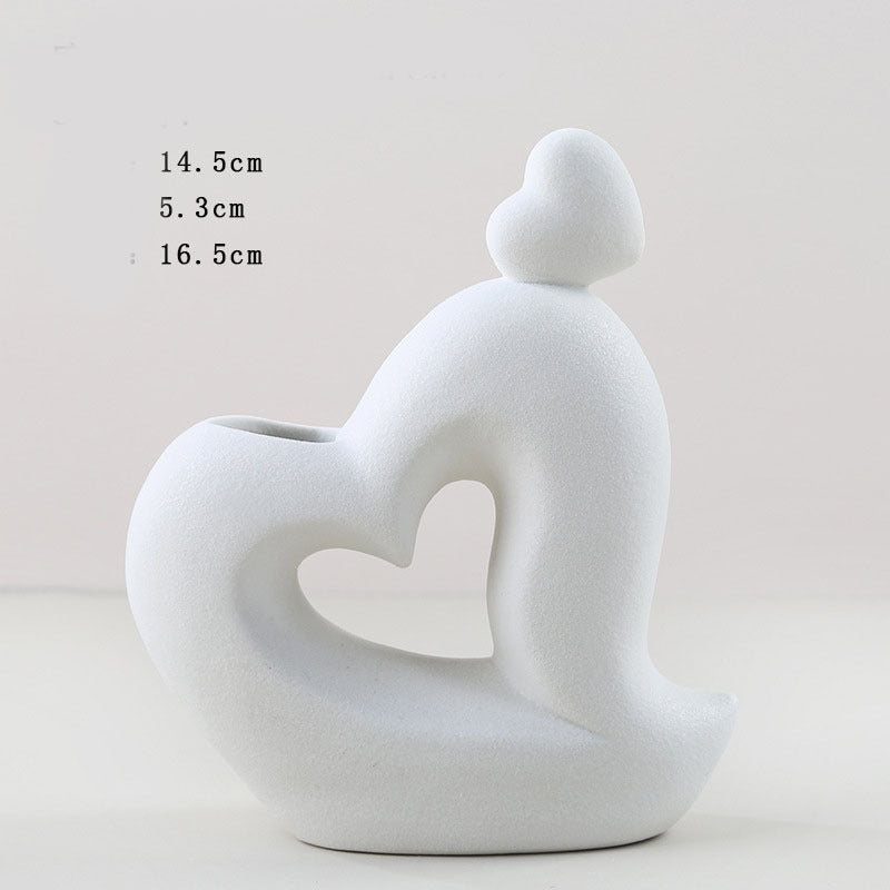 Ceramic Vase Home Decor Room Decoration Sculpture Matte Abstract Character Vase Statue Living Room Decoration Desktop Pen Holder-Aria Doejay