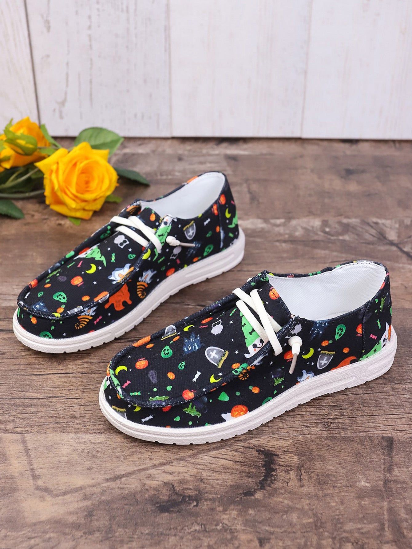 Halloween Pumpkin Print Ghost European And American Flat Canvas Casual Shoes