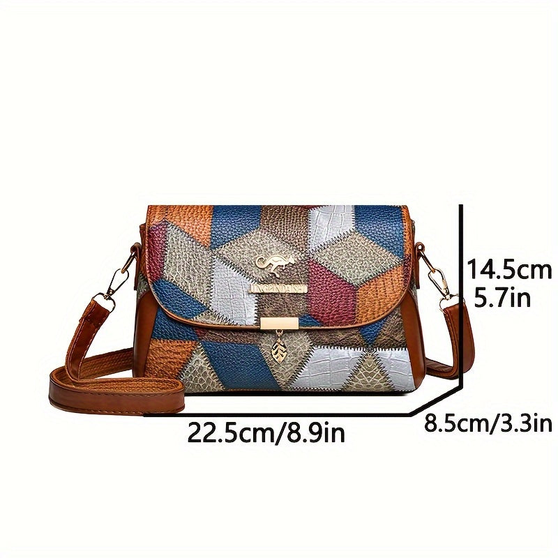 Festive 2024 Women's PU Shoulder Bag with Geometric Patterns and Magnetic Closure