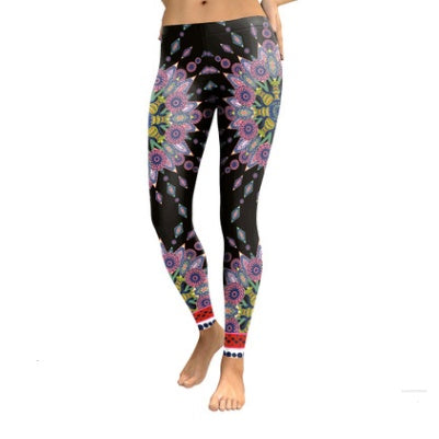 Pink Starburst Mandala Flower Yoga/Workout Leggings-Aria Doejay