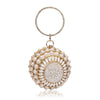 New ladies fashion bag small round bag popular pearl evening bag clutch bag evening bag metal bag female