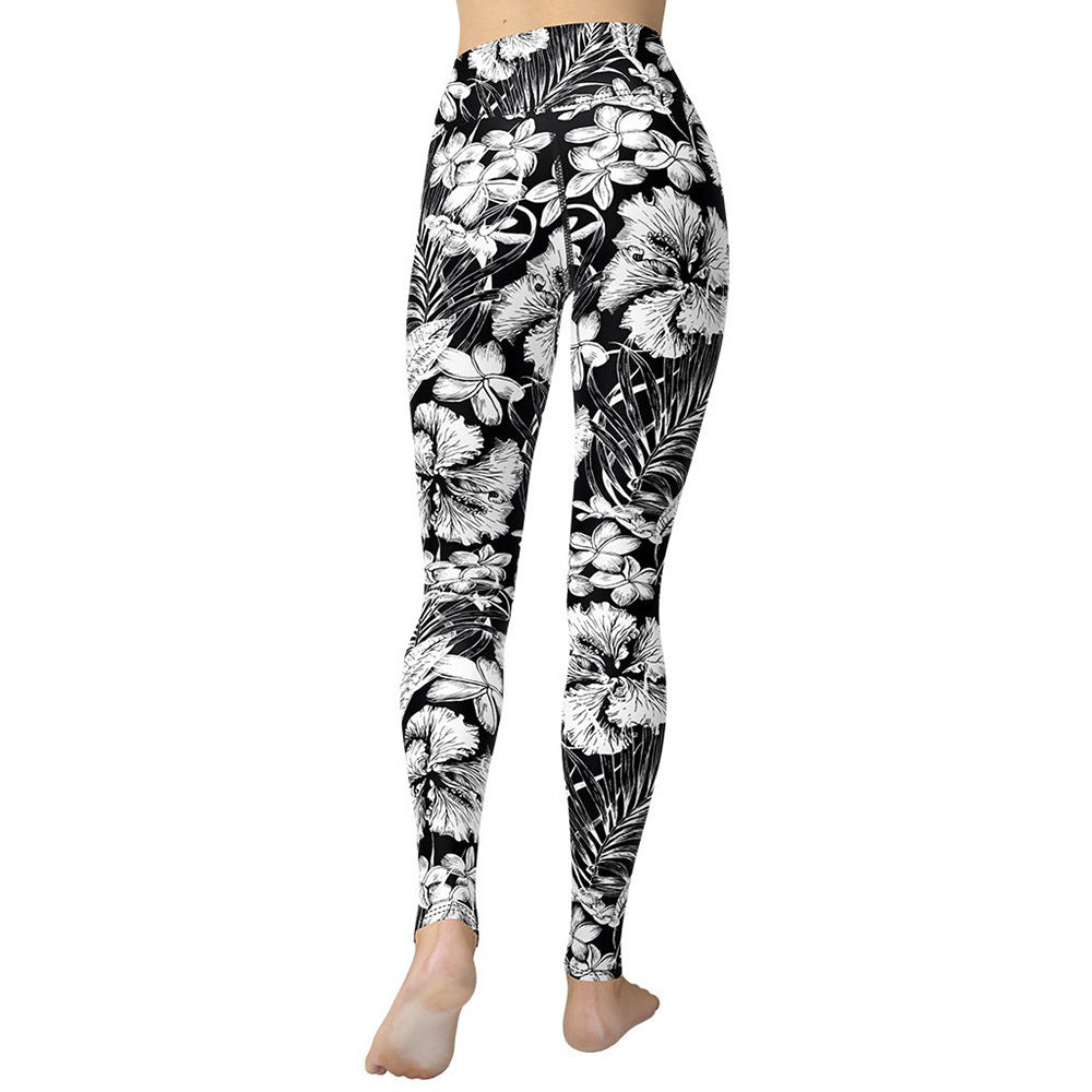 Black And White Color Sports Leggings Yoga Pants-Aria Doejay