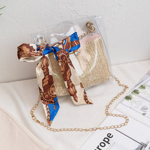 Jelly Bag Transparent Shoulder Bag Straw Woven