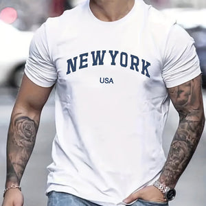 Men's Summer New York Printed 100 Cotton Large Loos Short Sleeve-Aria Doejay