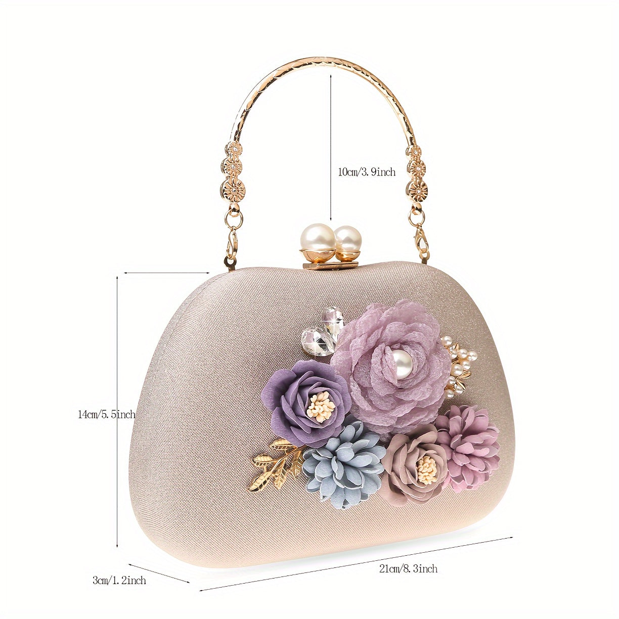 Floral Ladies Clutch Bag Banquet Dinner Bag Personality Fashion Single shoulder Crossbody Chain Bag Handbag Wedding Cocktail Party, Purse Glitter purse