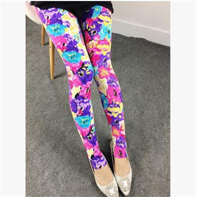 Ladies Casual Thin Printed Stretch Leggings-Aria Doejay