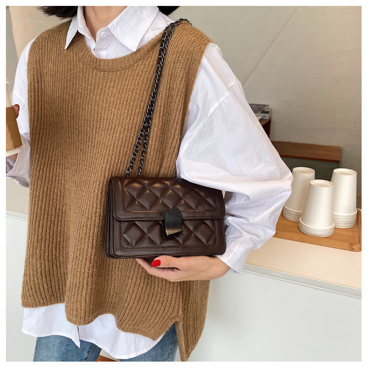 New trendy fashion texture messenger bag all-match one-shoulder small square bag