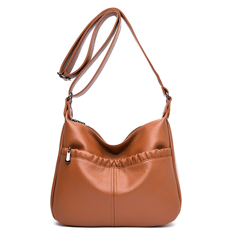 Middle-aged Women's Bag All-match Handbag Lychee Pattern One-shoulder Diagonal Ladies Bag