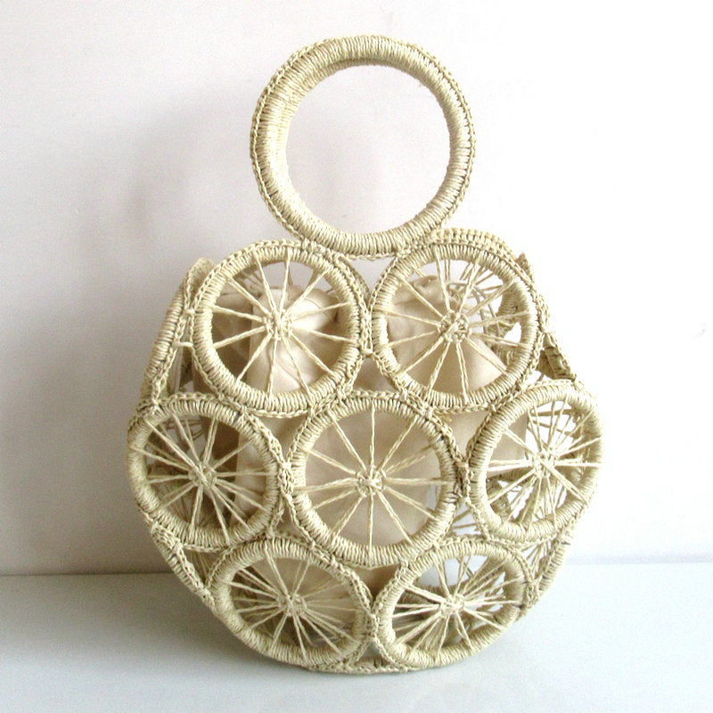 The New Circle Hollow Paper Rope Woven Bag Diagonal Straw