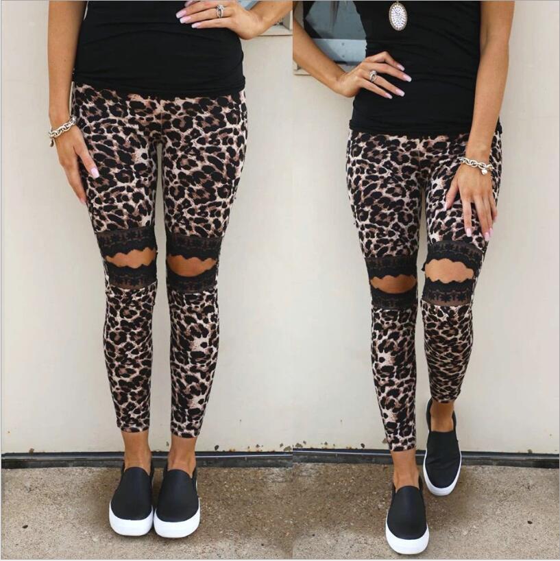 Hollow lace leopard leggings-Aria Doejay