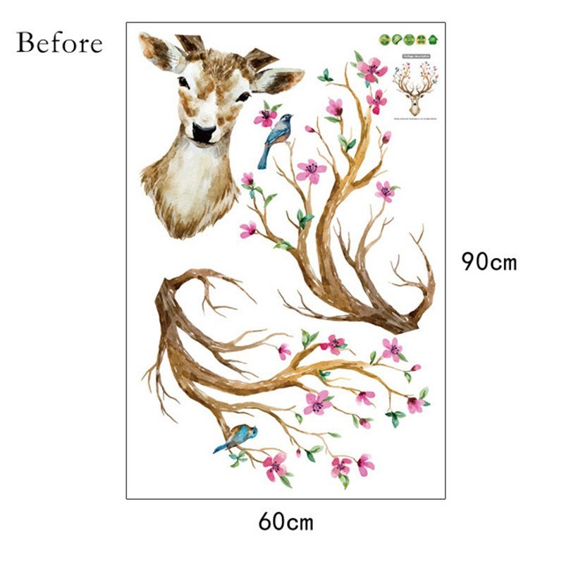 Sika Deer DIY Wall Stickers Wall Decor Art Decals For Kids Rooms Bedroom Living Room European Style Poster Unique Wall Sticker-Aria Doejay