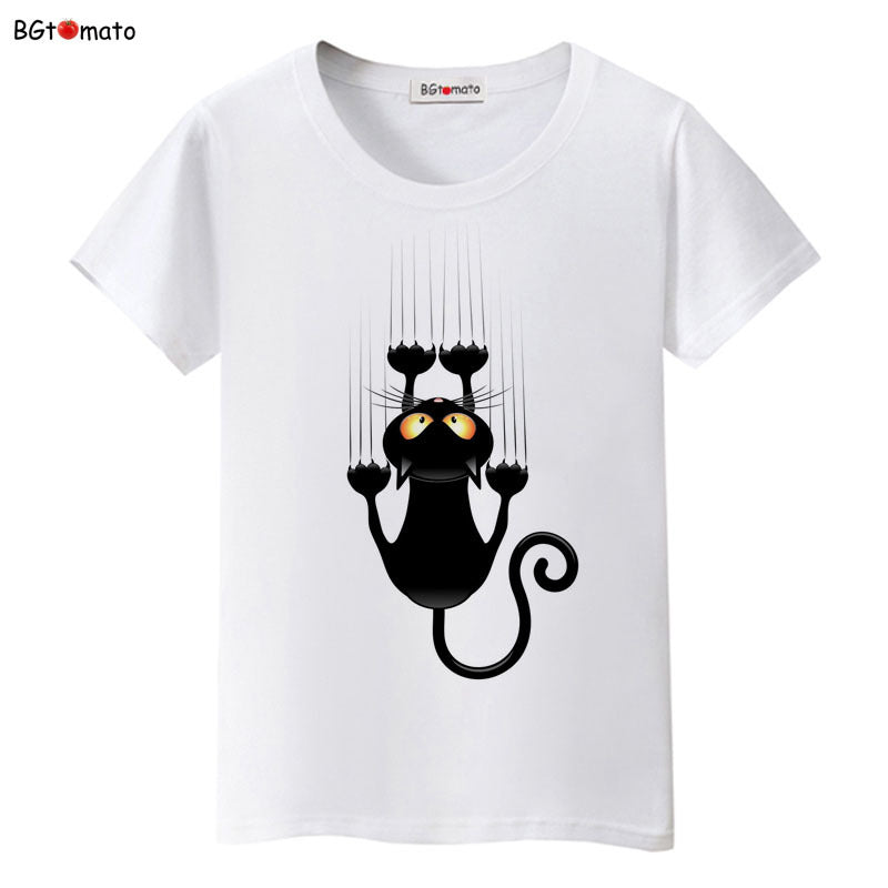 Cartoon black cat lady T-shirt-Aria Doejay