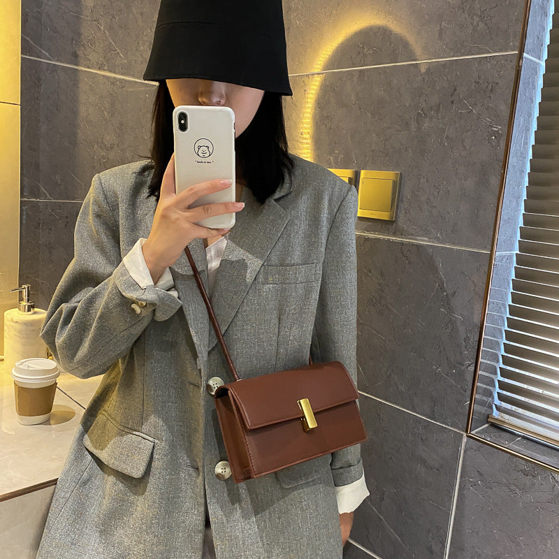 Lock leather shoulder bag messenger female bag