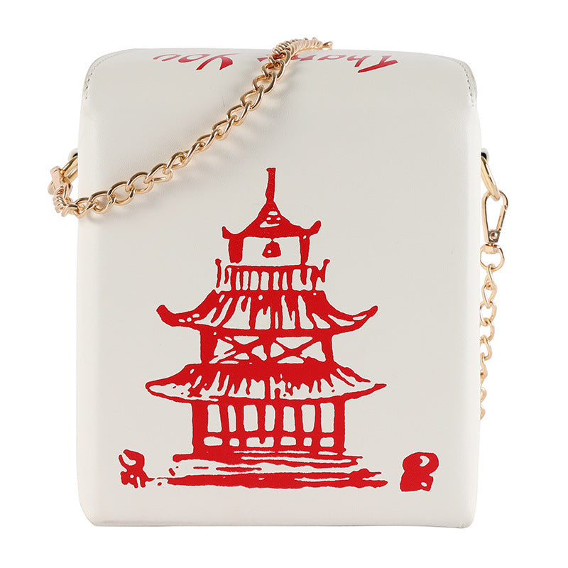 Printed tower shoulder bag