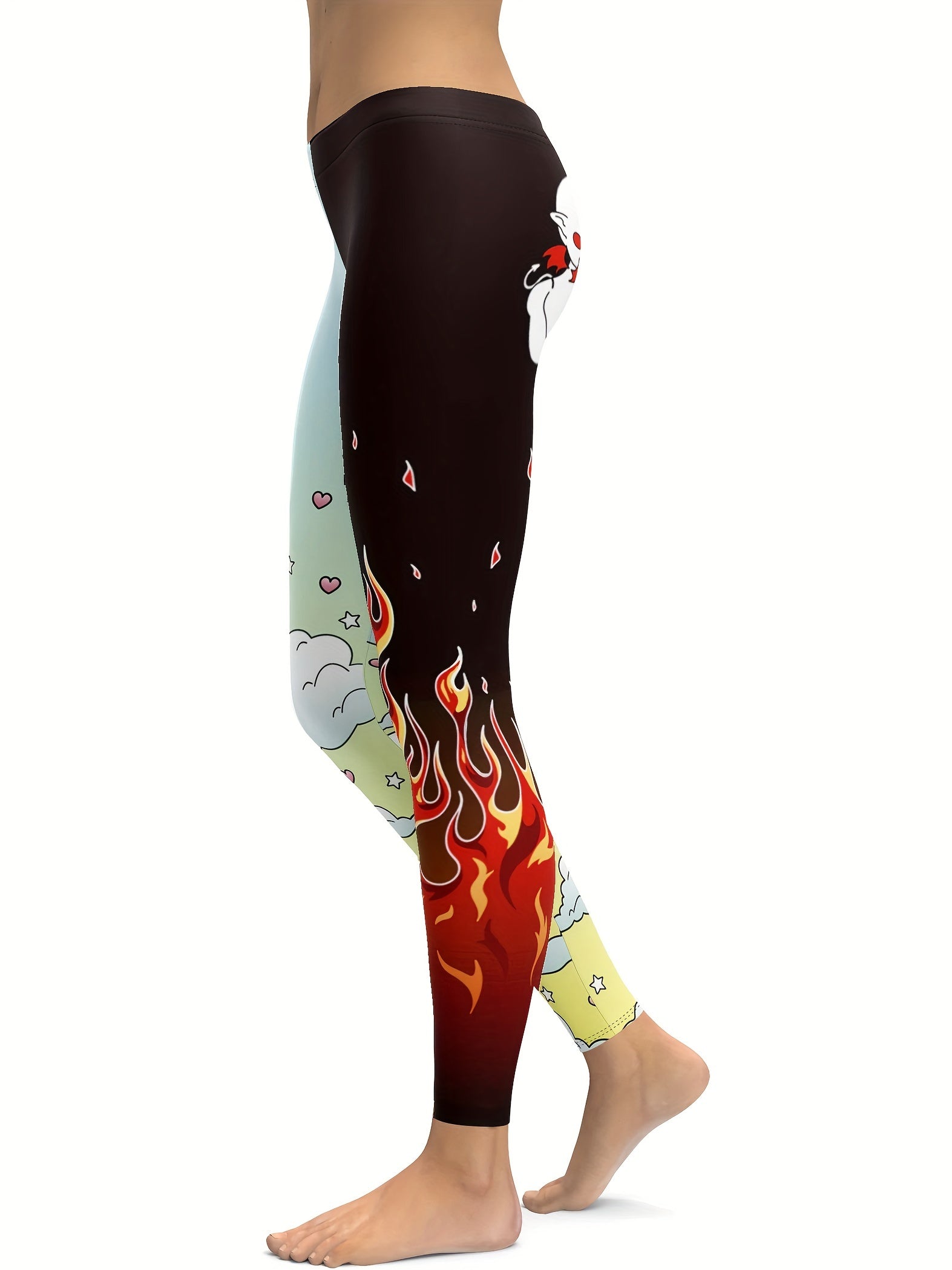 Flame Printed Double Color Ladies Yoga Pants