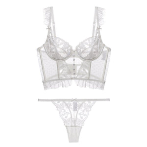 Lace Sling Corset Embroidered Bra Set-Aria Doejay