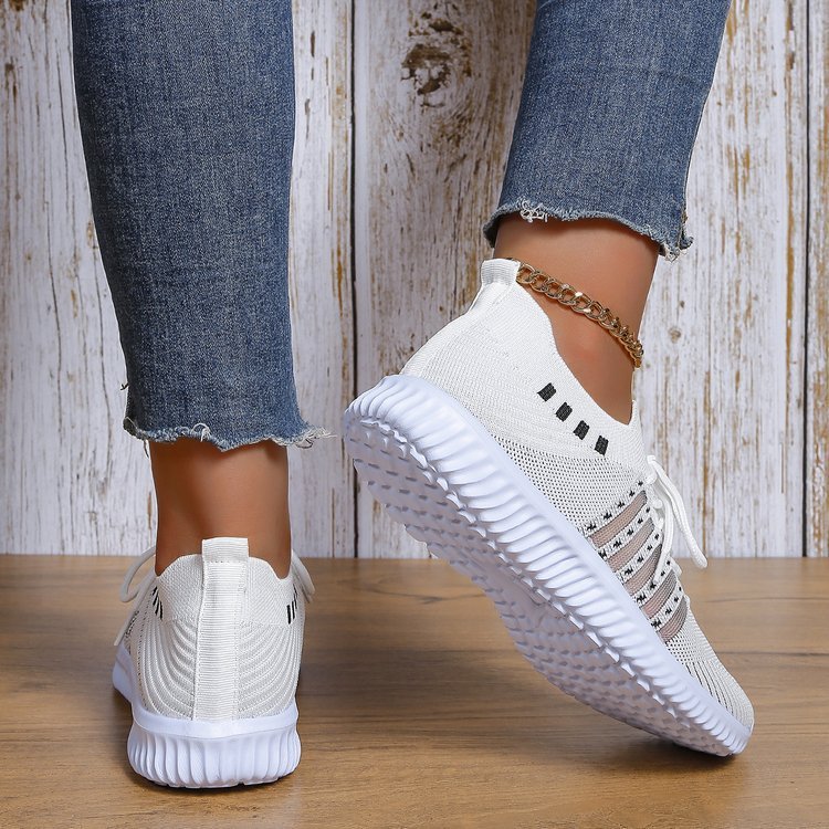 Women's Fashion Casual Flyknit Wedge Lace-up Mesh Shoes