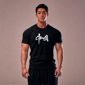 Men's Chinese Fitness Short Sleeve Sports Casual T-shirt-Aria Doejay