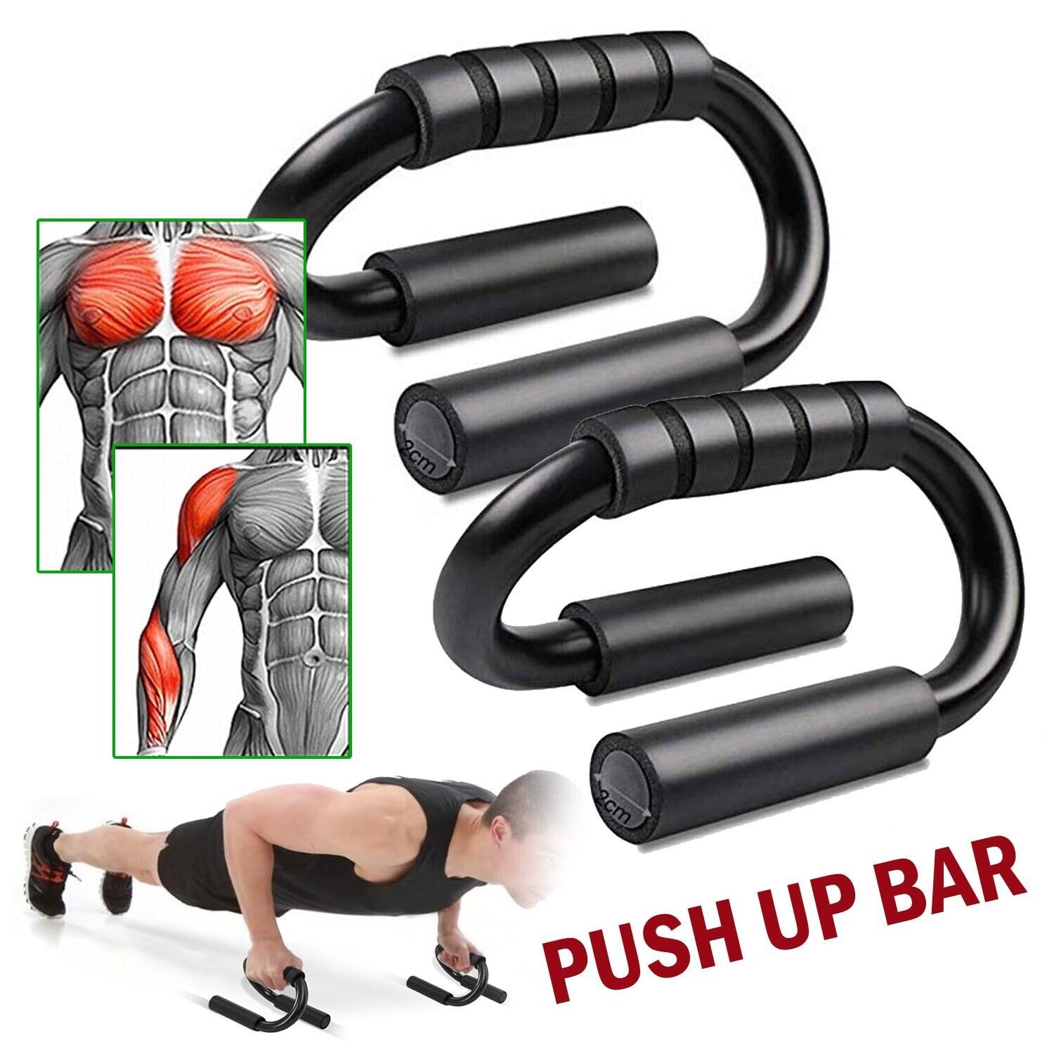 Body Sculptured Push Up Bars Press Handles Stands Exercise Grips FITNESS WORKOUT-Aria Doejay