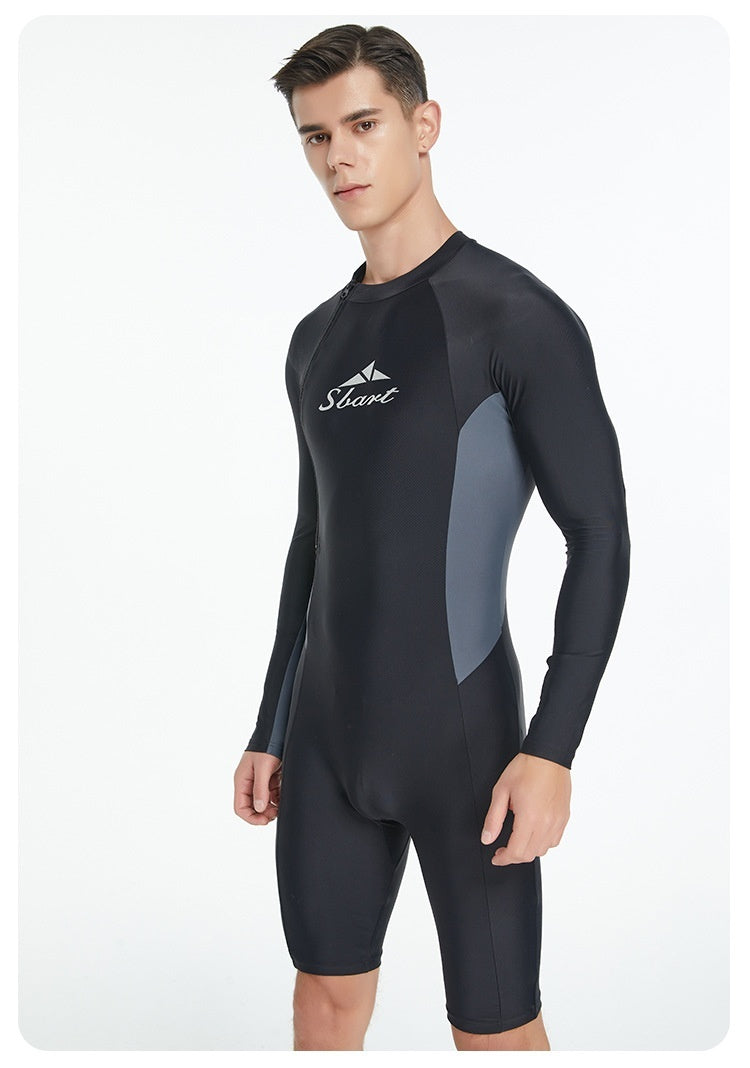 Men's One-piece Swimsuit Tight Long Sleeve Sun Protection Quick-drying