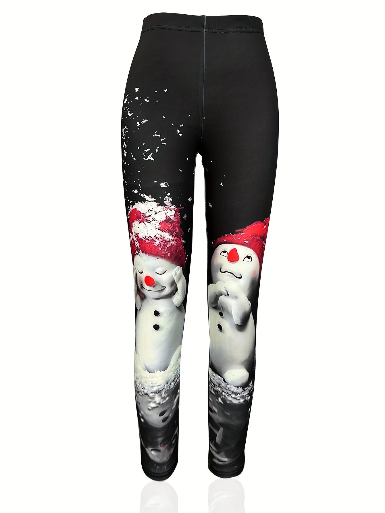 Chic Christmas Snowman Print High-Waist Leggings for Women - Stretchy & Comfortable, Perfect for All Seasons