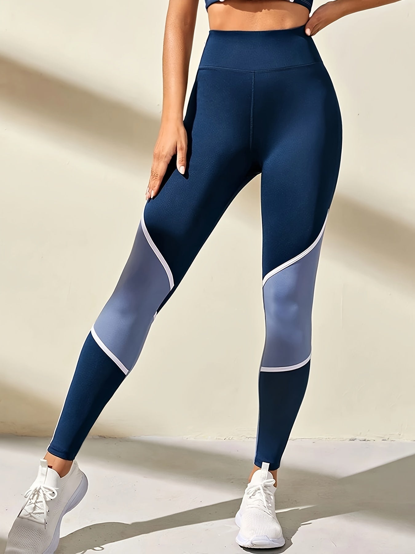 High Waist Women's Color-blocked Skinny Yoga Leggings, Casual Sports Sportswear & Clothing