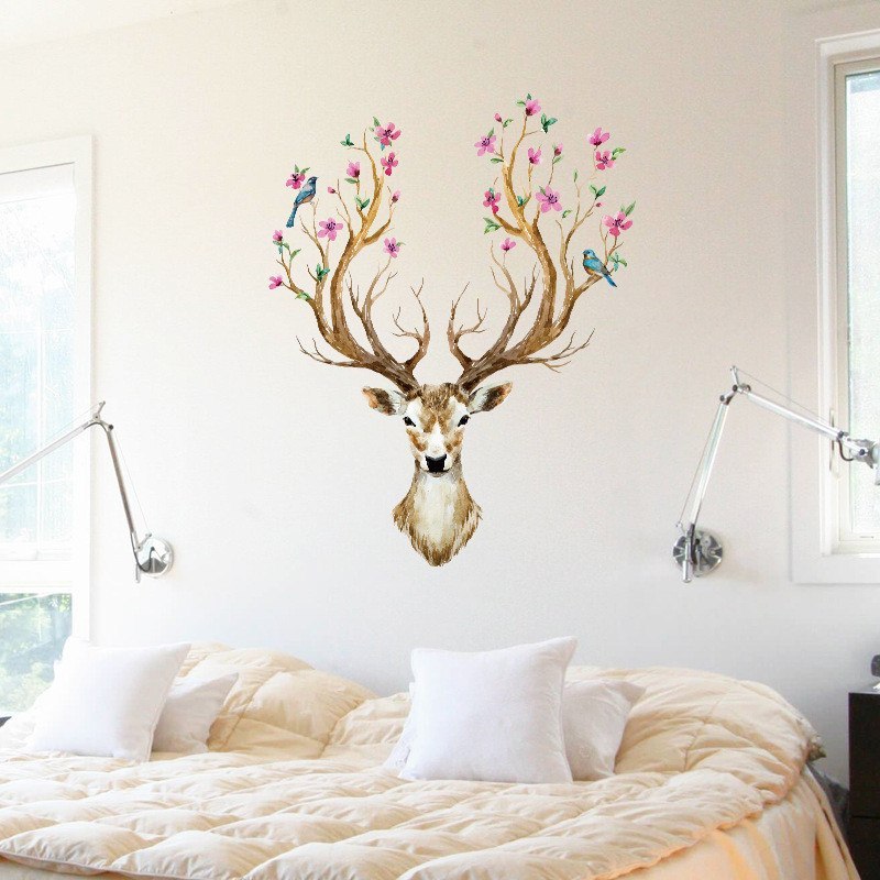 Sika Deer DIY Wall Stickers Wall Decor Art Decals For Kids Rooms Bedroom Living Room European Style Poster Unique Wall Sticker-Aria Doejay