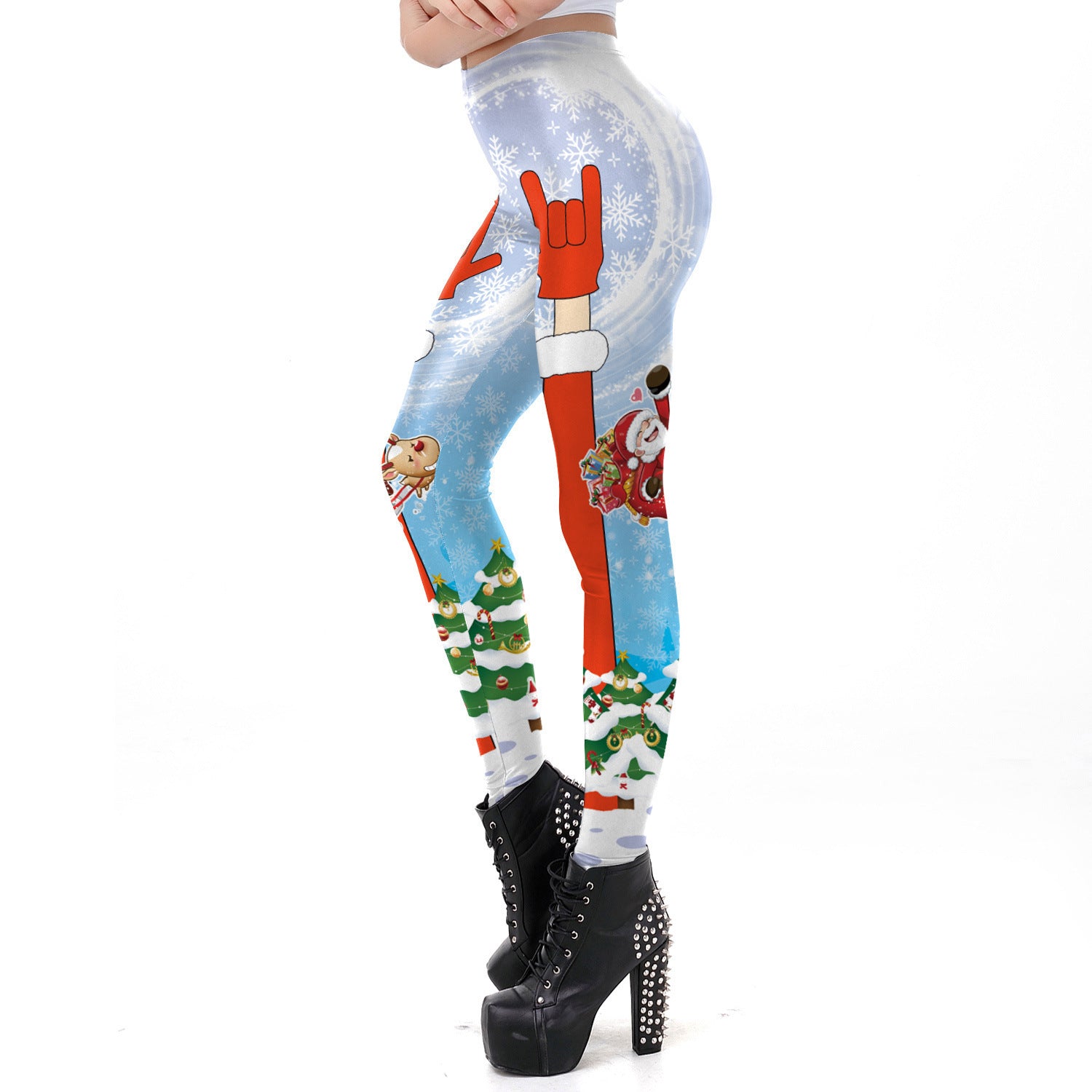 Christmas digital print tight leggings-Aria Doejay