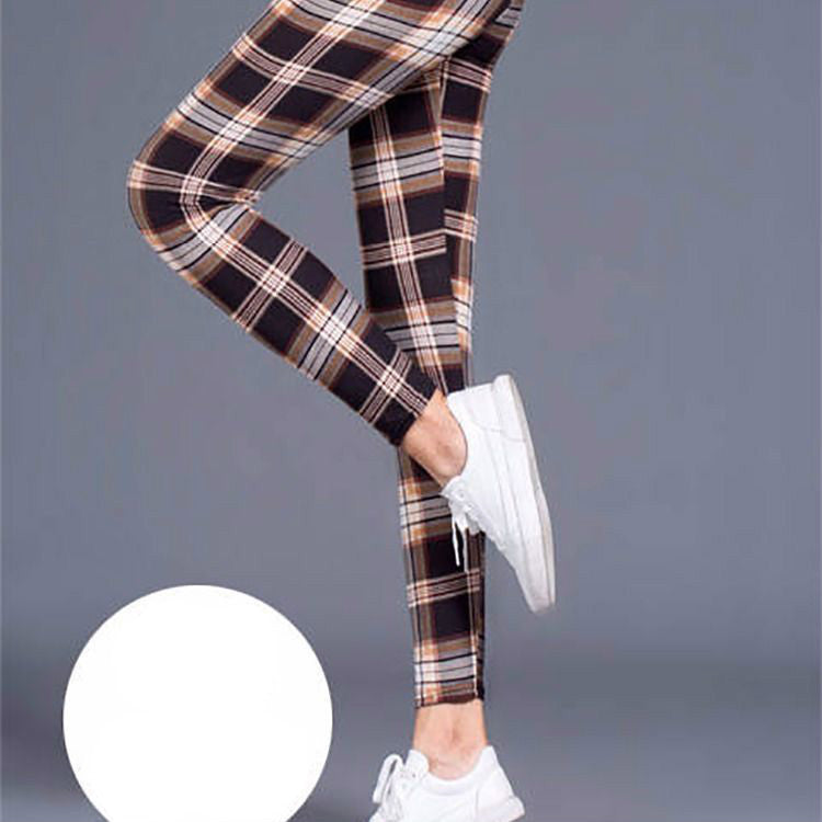 Milk silk check leggings-Aria Doejay