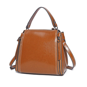 Leather bags wholesale Korean style new oil wax leather fashion all-match portable Shoulder Messenger Bag-Aria Doejay