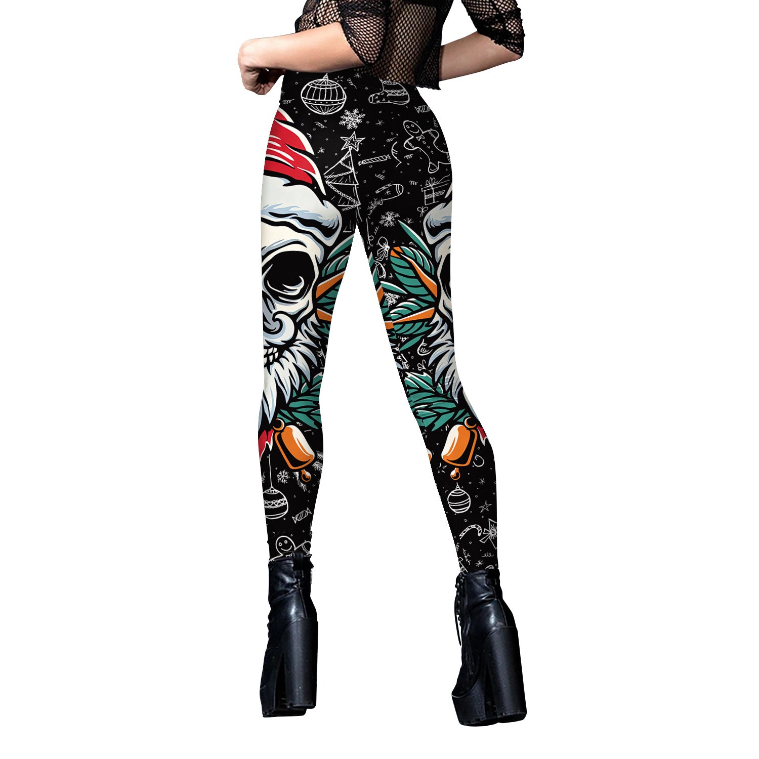 Women's Wansheng Skull Digital Printed Tapered Yoga Leggings