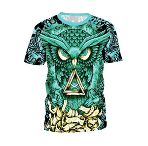 NADANBAO New Arrival Summer T Shirt Women Hiphop Owl 3D Printing T-Shirt Gold Metal Cool Woman Tshirt-Aria Doejay