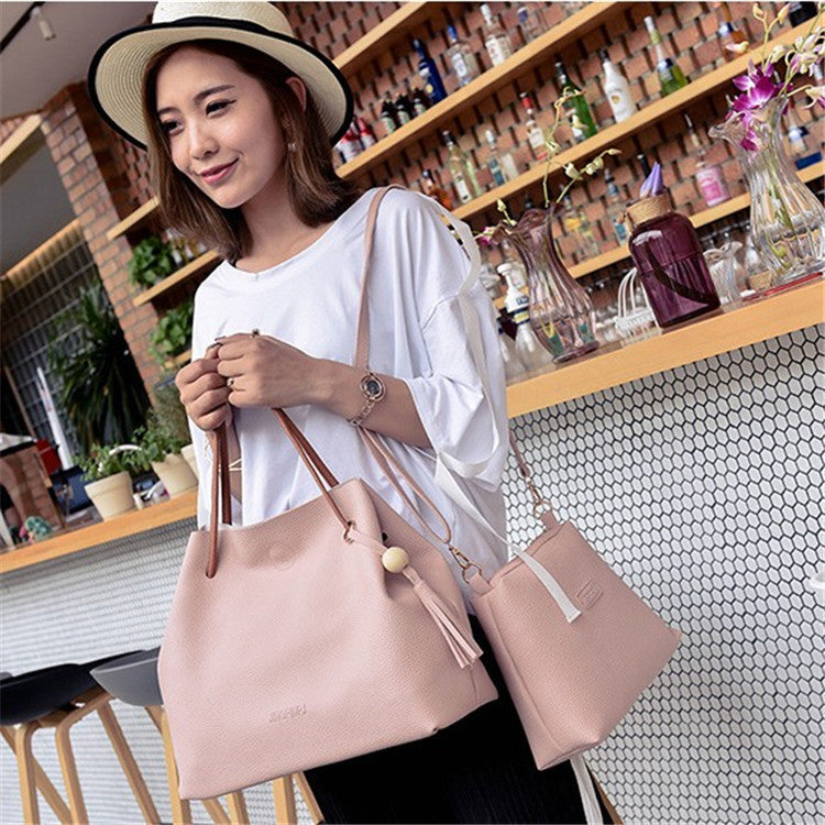 new wooden bucket bag - two piece suit bag fringed fashion handbag shoulder diagonal package wholesale