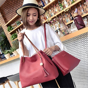 new wooden bucket bag - two piece suit bag fringed fashion handbag shoulder diagonal package wholesale