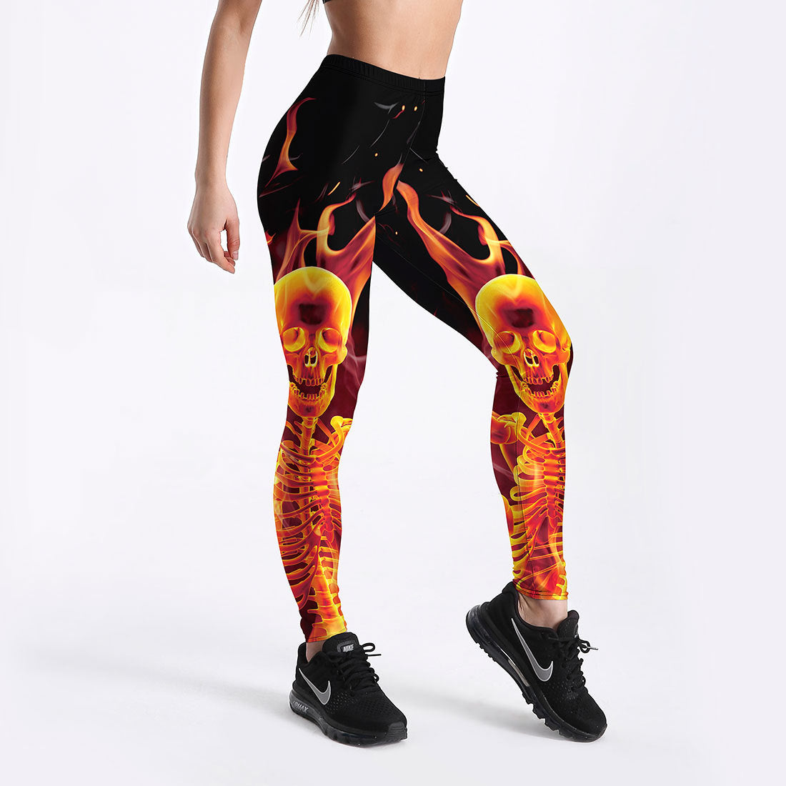 Women's Thin Breathable Slim Flame Skeleton Leggings