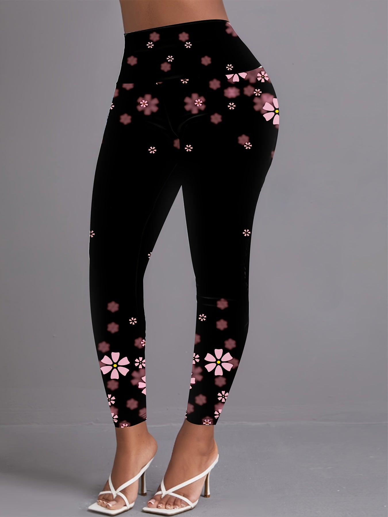 Chic Floral Print High Waist Leggings - Super Skinny & Stretchy - Comfortable Womens Fashion Essentials