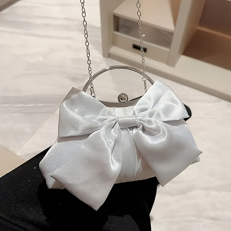 Fashionable Ladies' Dinner Handbag With Large Bow Decoration, Suitable For Parties And Events