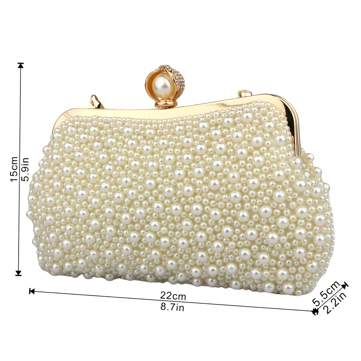 Luxurious Pearl Decor Evening Frame Bag - Elegant, Formal, and Sparkling Clutch Purse for Wedding Party, Prom, Dinner, and Banquet - Perfect for Making a Statement and Adding a Touch of Sophistication to Any Outfit