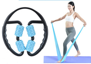 Multifunctional Muscle Massager Relaxation Roller Ring Clamp Yoga Body Shaping 4 Wheels Fitness Device for Sports-Aria Doejay