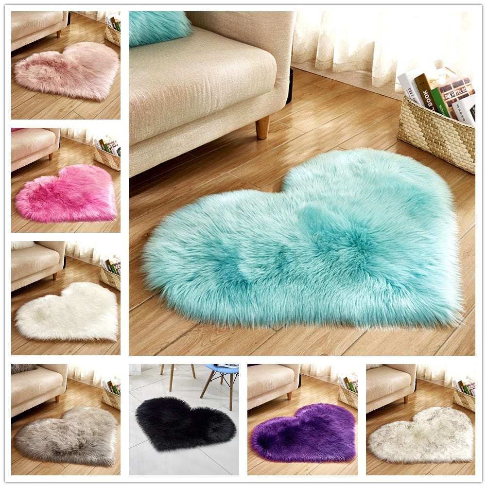 Plush Heart Shaped Carpet Non-Slip Mat Fluffy Rug Floor Mat Blanket Sofa Cushion Foot Pad Carpets For Living Room Home Decor-Aria Doejay