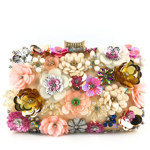 Ladies handmade colorful flower beaded bag