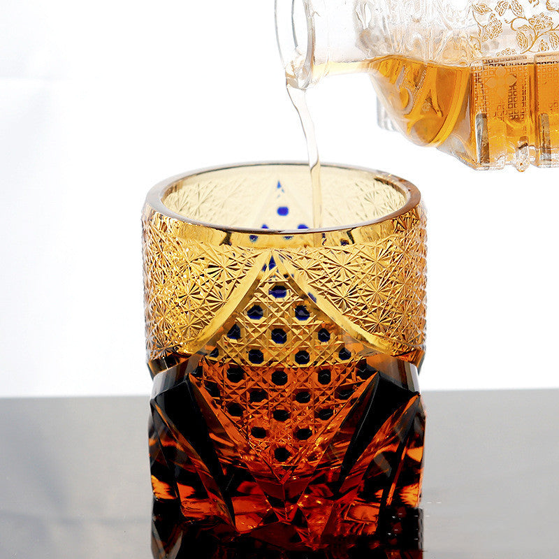 Crystal Glass Whiskey Glass Hand Carved-Aria Doejay