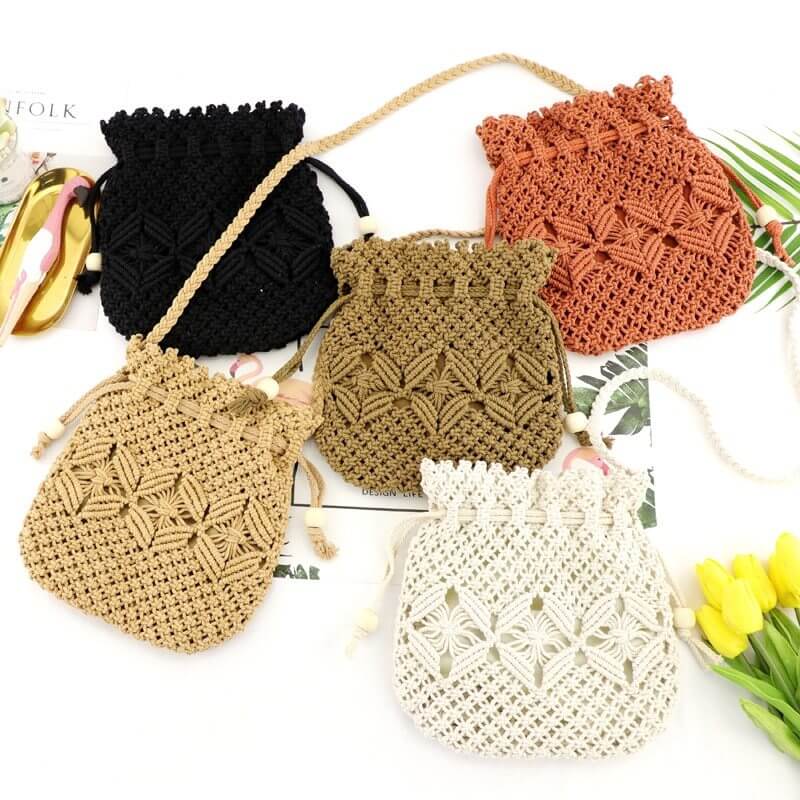 Knitted Tassel Bag Beach Women Bag woven Bag-Aria Doejay